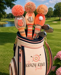 Image 1 of Peaches and cream embroidered handknit GOLF Club Covers choice of design-2c4747ea