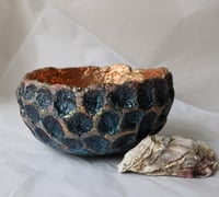 Image 10 of Handmade Blue Copper Papier Mache Bowl | Sculptural Wabi Sabi Decor