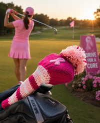 Image 2 of Breast cancer pink ribbon custom Golf Club Cover hand knit  gift-4d906ce1