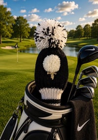 Image 2 of Black, White and Gray embroidered handknit GOLF Club Covers choice of design-cf512364
