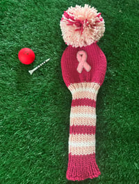 Image 3 of Breast cancer pink ribbon custom Golf Club Cover hand knit  gift-4d906ce1