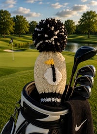 Image 3 of Black, White and Gray embroidered handknit GOLF Club Covers choice of design-cf512364