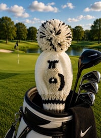 Image 4 of Black, White and Gray embroidered handknit GOLF Club Covers choice of design-cf512364