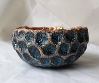 Image 2 of Handmade Blue Copper Papier Mache Bowl | Sculptural Wabi Sabi Decor