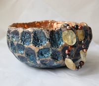 Image 11 of Handmade Blue Copper Papier Mache Bowl | Sculptural Wabi Sabi Decor