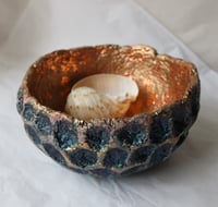 Image 12 of Handmade Blue Copper Papier Mache Bowl | Sculptural Wabi Sabi Decor