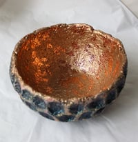 Image 5 of Handmade Blue Copper Papier Mache Bowl | Sculptural Wabi Sabi Decor