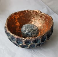 Image 13 of Handmade Blue Copper Papier Mache Bowl | Sculptural Wabi Sabi Decor