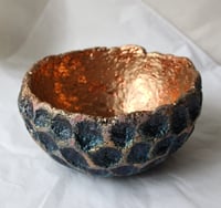 Image 7 of Handmade Blue Copper Papier Mache Bowl | Sculptural Wabi Sabi Decor