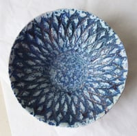 Image 2 of Handmade Blue White Papier Mache Bowl | Coastal Wabi Sabi Decor