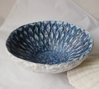 Image 14 of Handmade Blue White Papier Mache Bowl | Coastal Wabi Sabi Decor