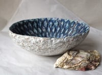 Image 12 of Handmade Blue White Papier Mache Bowl | Coastal Wabi Sabi Decor