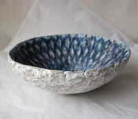 Image 13 of Handmade Blue White Papier Mache Bowl | Coastal Wabi Sabi Decor