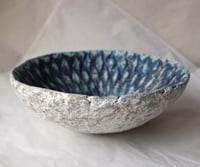 Image 16 of Handmade Blue White Papier Mache Bowl | Coastal Wabi Sabi Decor
