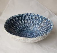 Image 17 of Handmade Blue White Papier Mache Bowl | Coastal Wabi Sabi Decor