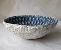 Image 15 of Handmade Blue White Papier Mache Bowl | Coastal Wabi Sabi Decor