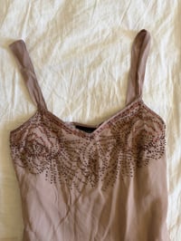 Image 2 of Vintage Y2K mauve silk beaded and sequin cami 