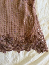 Image 3 of Vintage Y2K insane silk beaded and iridescent sequin top with frilly embellished sleeves 