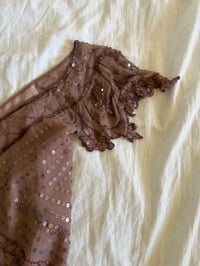Image 5 of Vintage Y2K insane silk beaded and iridescent sequin top with frilly embellished sleeves 