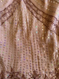 Image 6 of Vintage Y2K insane silk beaded and iridescent sequin top with frilly embellished sleeves 