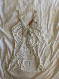 Image 1 of Vintage Y2K pinstripe sequin butterfly long cami BNWT 