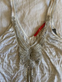 Image 2 of Vintage Y2K pinstripe sequin butterfly long cami BNWT 