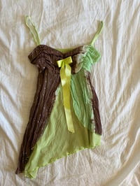 Image 1 of Vintage Y2K Rare asymmetrical hem forest fairy brown and green sequin cami 