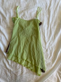 Image 2 of Vintage Y2K Rare asymmetrical hem forest fairy brown and green sequin cami 