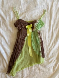 Image 5 of Vintage Y2K Rare asymmetrical hem forest fairy brown and green sequin cami 