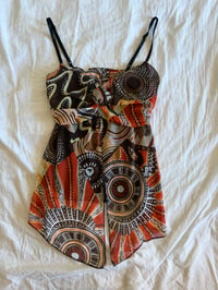 Image 1 of Vintage Y2K asymmetrical hem fairy brown abstract print cami