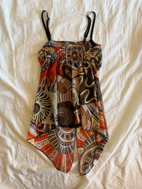 Image 3 of Vintage Y2K asymmetrical hem fairy brown abstract print cami