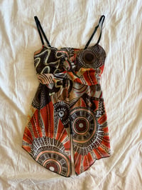 Image 5 of Vintage Y2K asymmetrical hem fairy brown abstract print cami