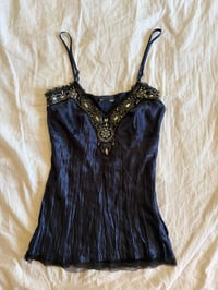 Image 1 of Vintage Y2K silk beaded and sequin gothic whimsy dark fairy cami 