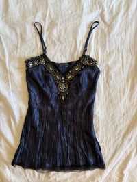 Image 6 of Vintage Y2K silk beaded and sequin gothic whimsy dark fairy cami 