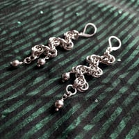 Image 2 of IV - STAGGERED BYZANTINE CHAINMAIL EARRINGS WITH BEADS