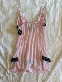 Image 3 of Vintage Y2K baby pink and black ruffle babydoll cami 