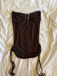 Image 1 of Vintage Y2K chocolate brown ruched sides cami with buckle detail