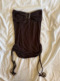 Image 5 of Vintage Y2K chocolate brown ruched sides cami with buckle detail
