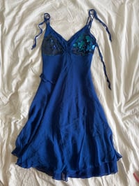 Image 1 of Vintage Y2K silk blue sequin bust fairy dress 