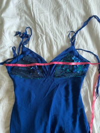 Image 5 of Vintage Y2K silk blue sequin bust fairy dress 