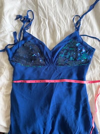 Image 6 of Vintage Y2K silk blue sequin bust fairy dress 