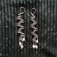 Image 2 of VIII - STAGGERED BYZANTINE CHAINMAIL EARRINGS WITH PEARLS