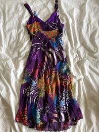 Image 3 of Vintage Y2K purple and animal print fairy tie back dress 