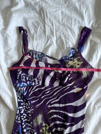 Image 7 of Vintage Y2K purple and animal print fairy tie back dress 
