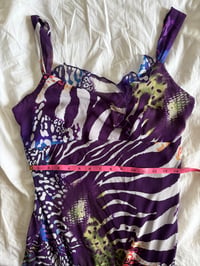 Image 8 of Vintage Y2K purple and animal print fairy tie back dress 