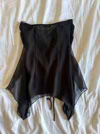 Image 3 of Vintage Y2K black gothic whimsy asymmetrical hem diamonte halterneck cami 