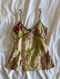 Image 1 of Vintage Y2K green floral cami with sequin bust detail 