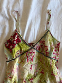 Image 2 of Vintage Y2K green floral cami with sequin bust detail 
