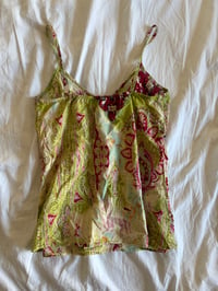 Image 3 of Vintage Y2K green floral cami with sequin bust detail 