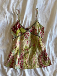 Image 7 of Vintage Y2K green floral cami with sequin bust detail 
